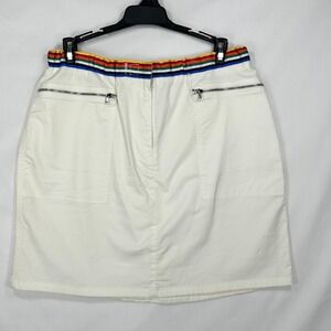 Vintage Josephine Chaus Sport Rainbow Trim Skirt – White Zipper Pocket Mini (12)